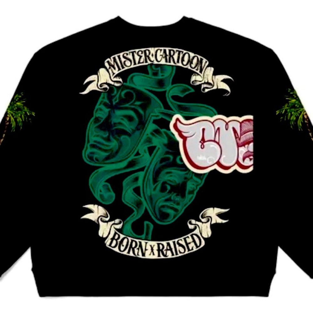 Rare Mister Cartoon x Born x Raised collab sweatshirt mens large